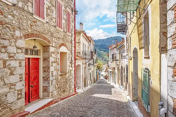 An Ottoman castle and the Aegean coast on Lesvos.