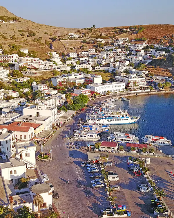 Patmos Adası'ndaki Chora (Hora) Köyü.
