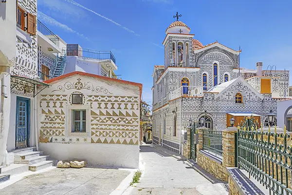 A cobbled medieval mastic village on Chios.